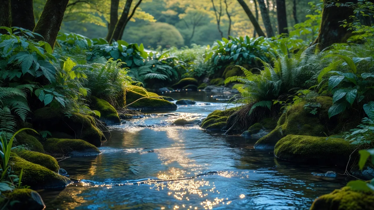 夏の緑濃い渓流