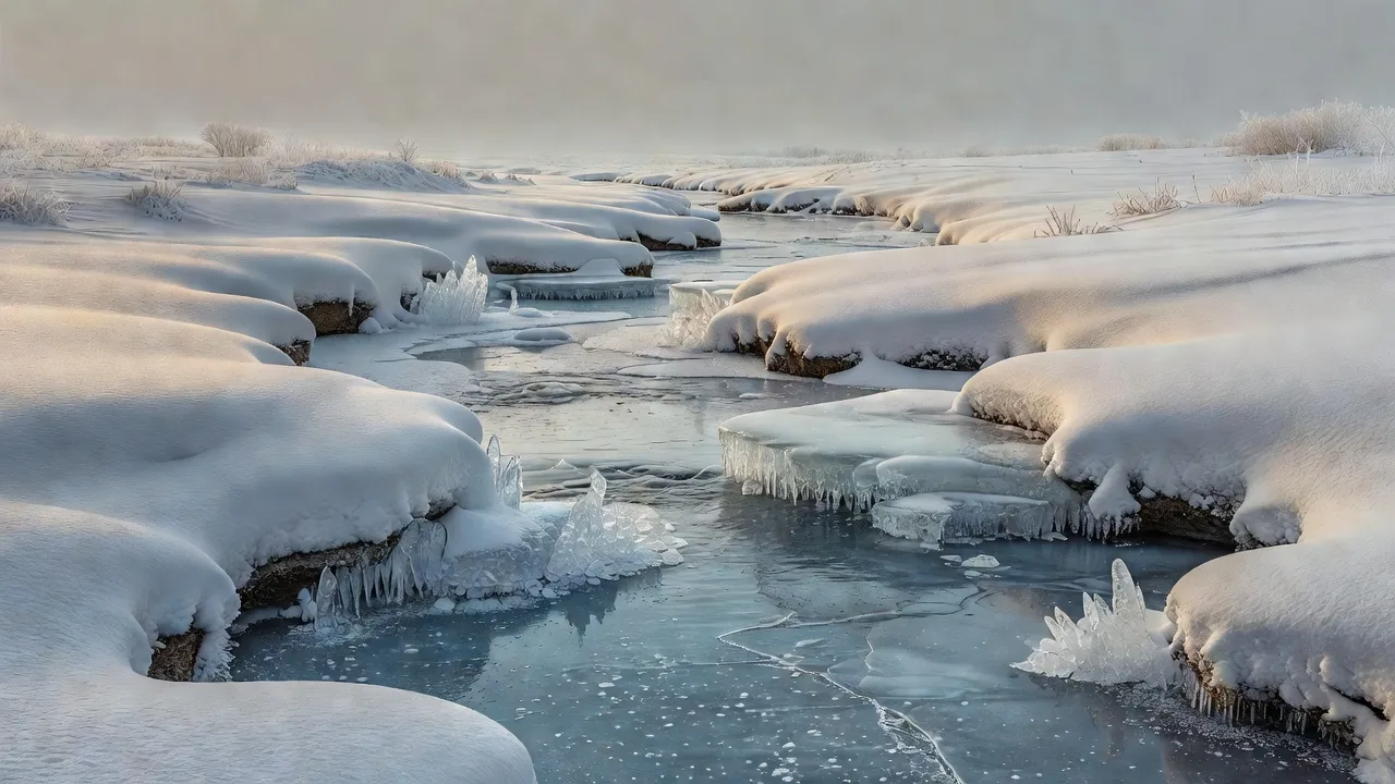 雪の渓流