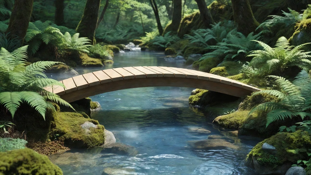 渓流にかかる木の橋